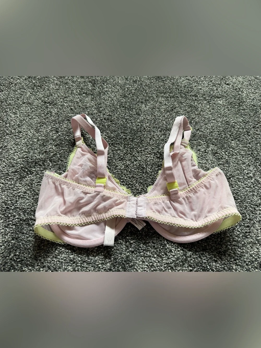 Victoria’s Secret Tease Unlined Demi Bra 36DD Pink Yellow Lace Underwire - Picture 4 of 6
